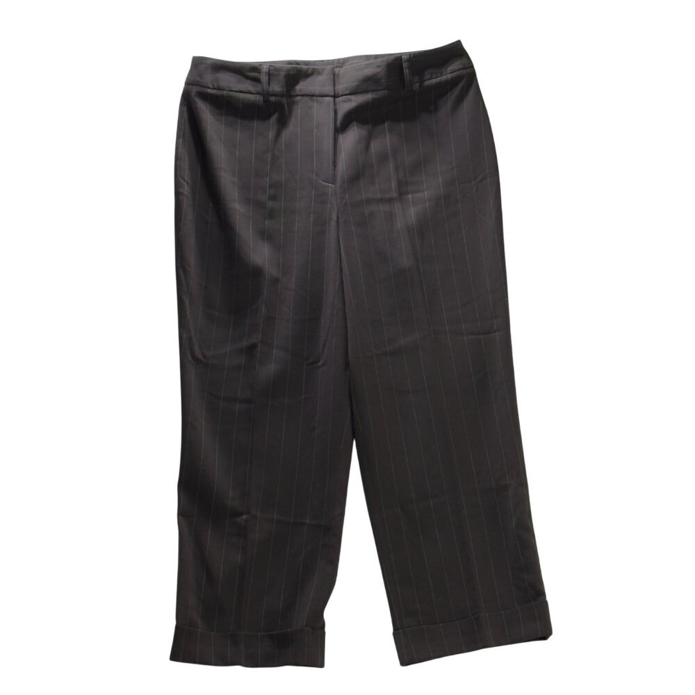Pantology Womens Pinstripe Trousers Brown Size 14 Polyester/Rayon/Spandex